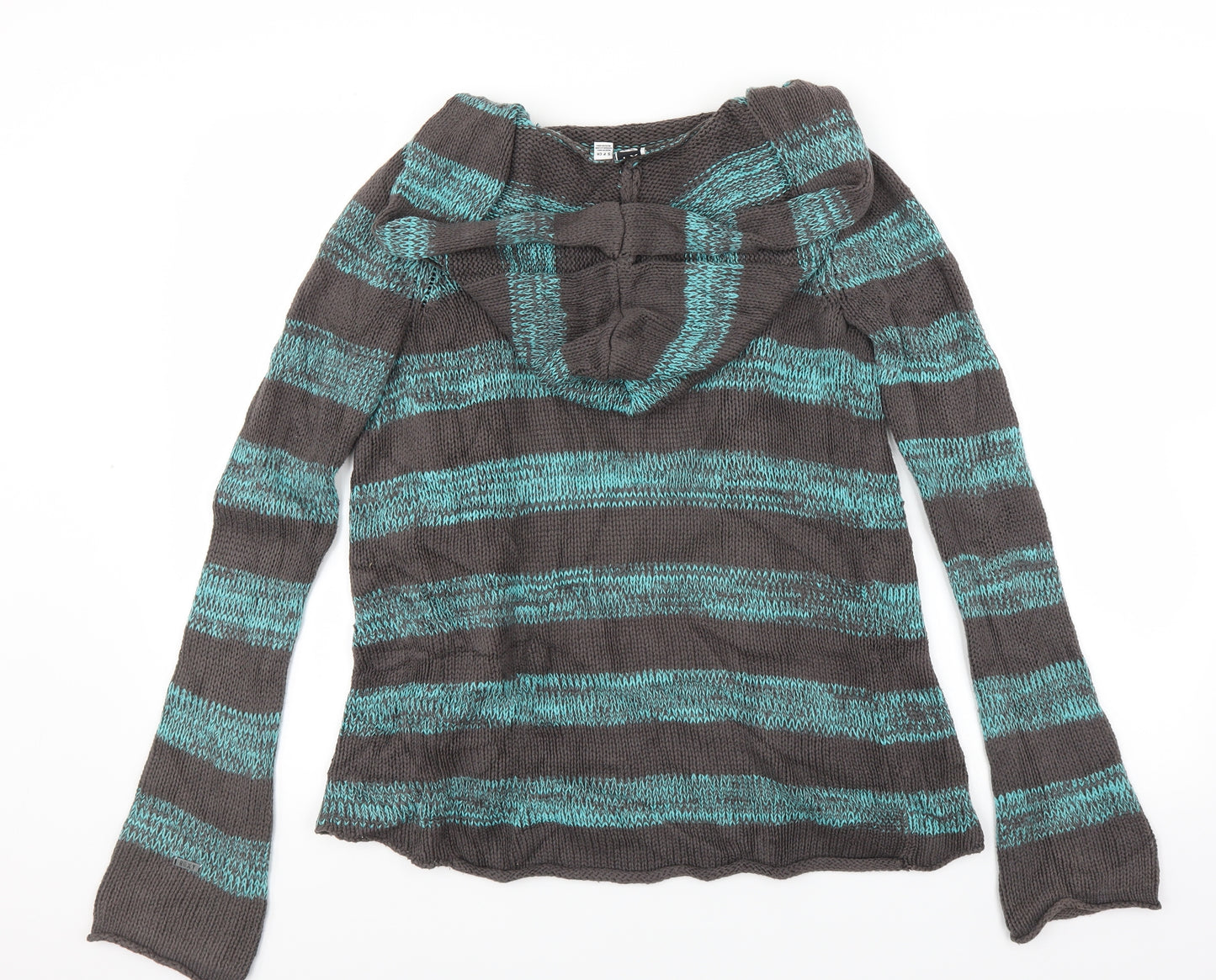 ROXY Womens Green Striped  Cardigan Jumper Size S