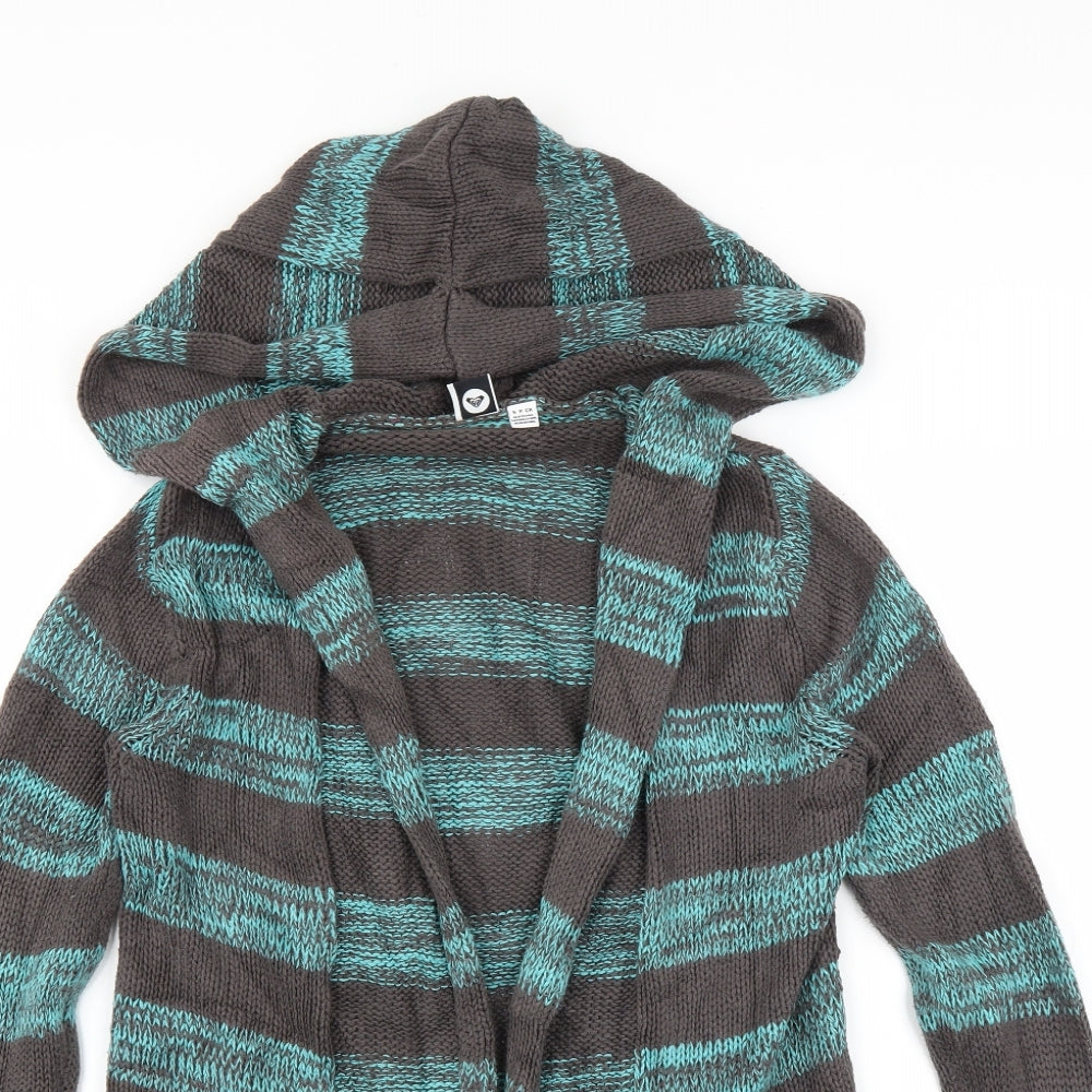 ROXY Womens Green Striped  Cardigan Jumper Size S