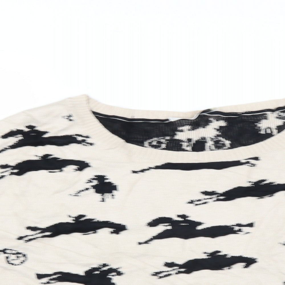 Porta Fortuna Womens Beige   Pullover Jumper   - horses