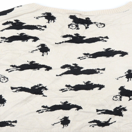 Porta Fortuna Womens Beige   Pullover Jumper   - horses