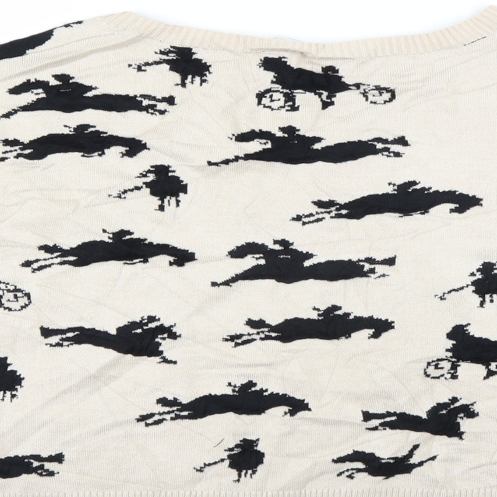 Porta Fortuna Womens Beige   Pullover Jumper   - horses