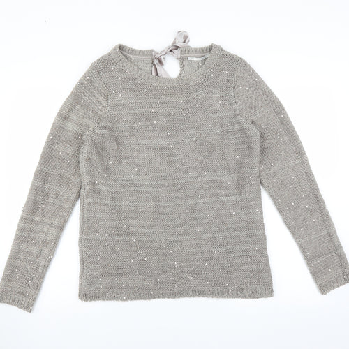 George Womens Grey   Pullover Jumper Size 12  - bow neck detail