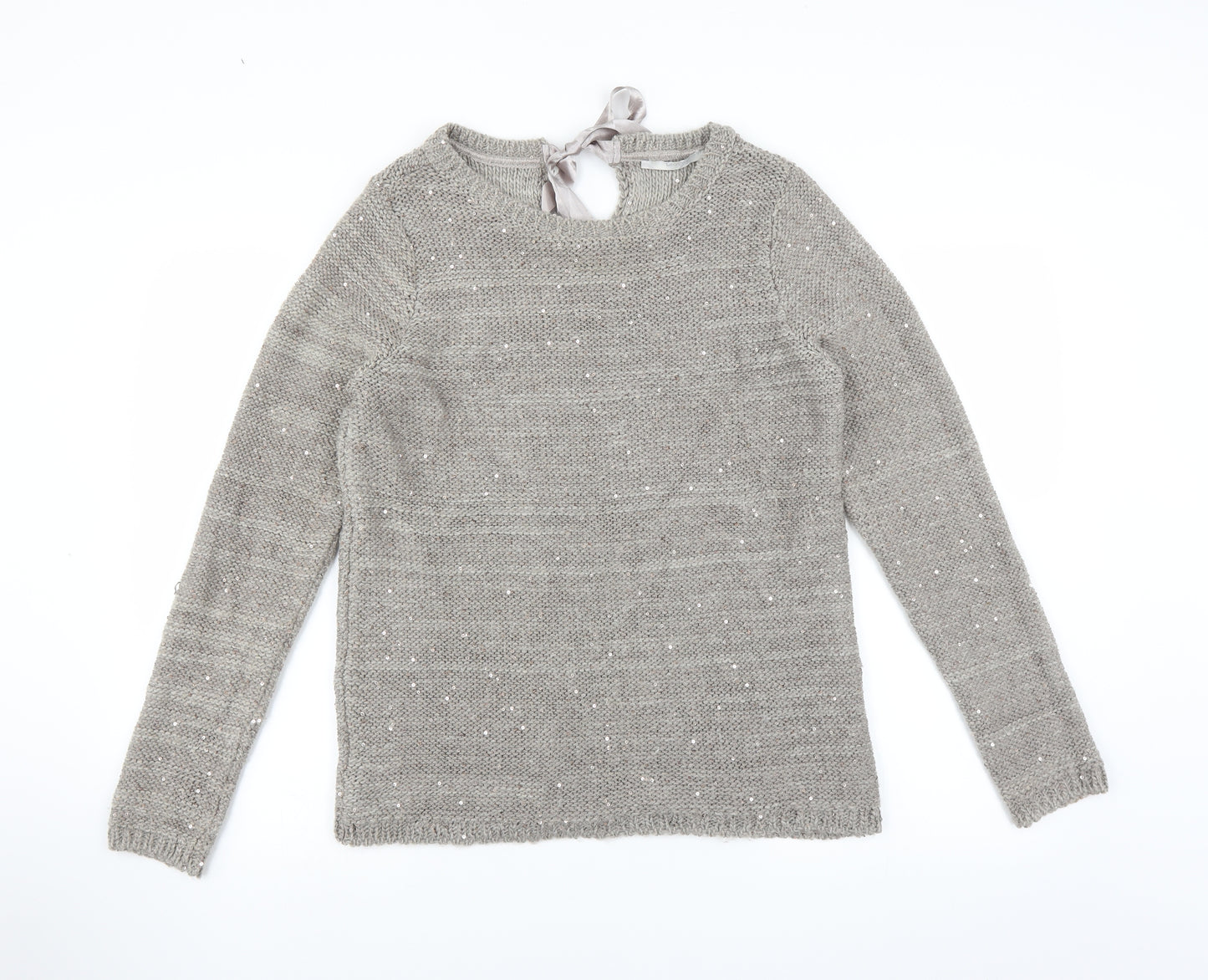 George Womens Grey   Pullover Jumper Size 12  - bow neck detail