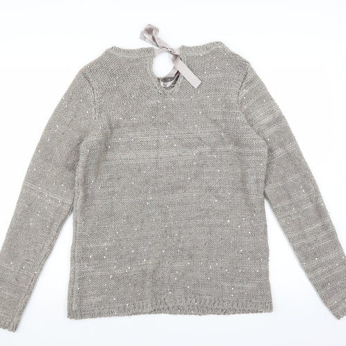 George Womens Grey   Pullover Jumper Size 12  - bow neck detail