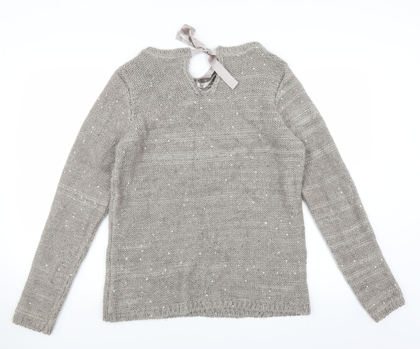 George Womens Grey   Pullover Jumper Size 12  - bow neck detail