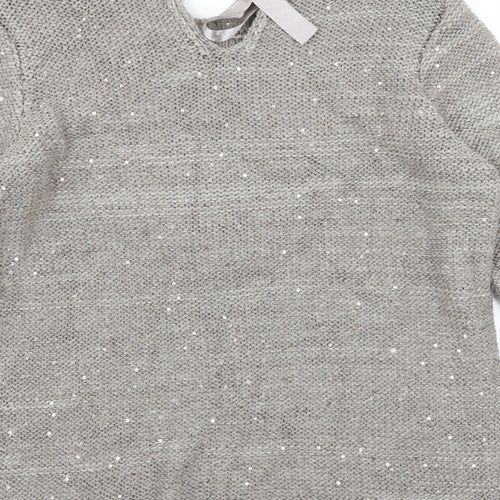 George Womens Grey   Pullover Jumper Size 12  - bow neck detail