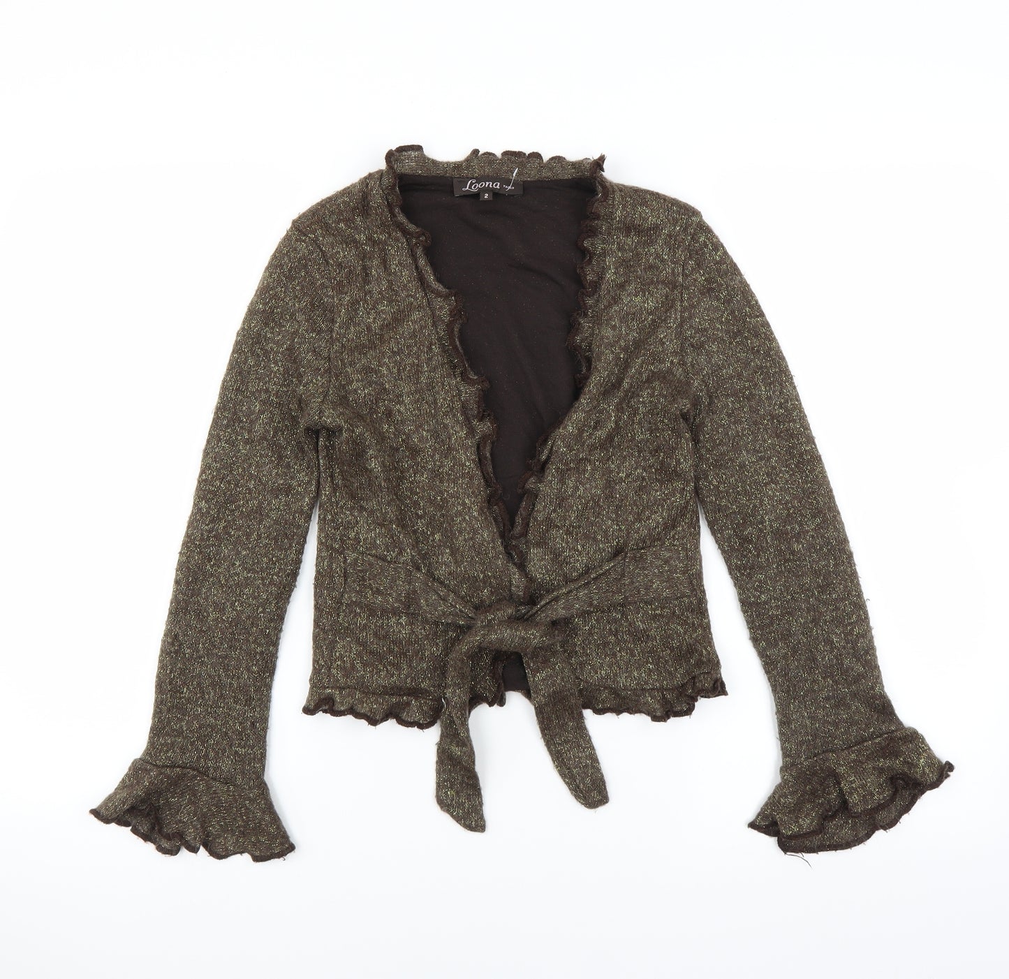 loana Womens Brown   Cardigan Jumper Size S  - tie front