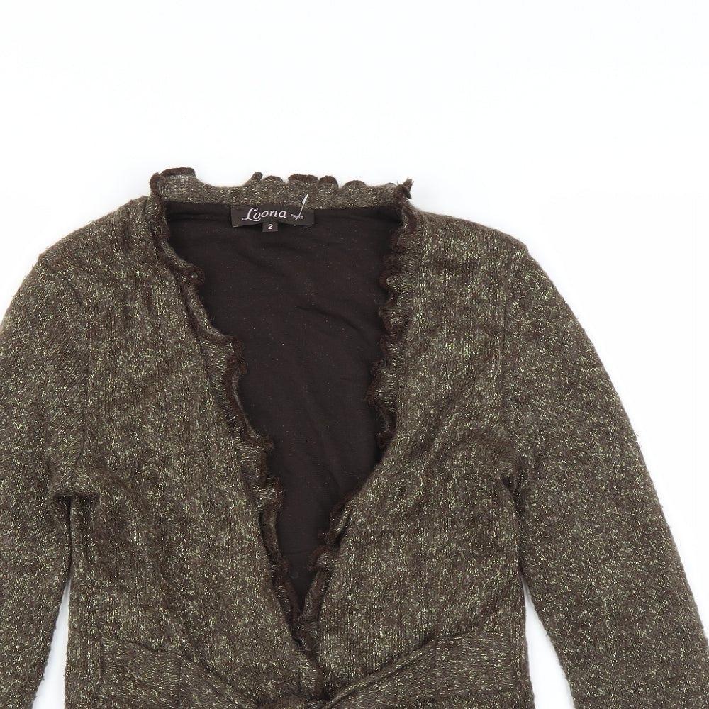 loana Womens Brown   Cardigan Jumper Size S  - tie front