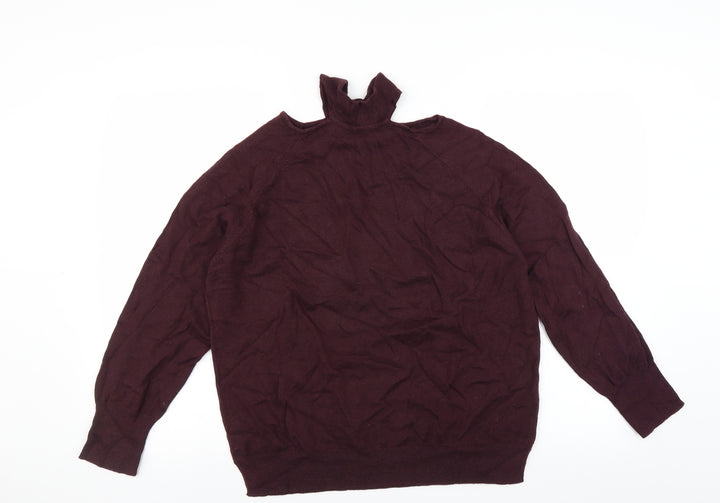 F&F Womens Purple Pullover Jumper Size 14 - cold shoudler