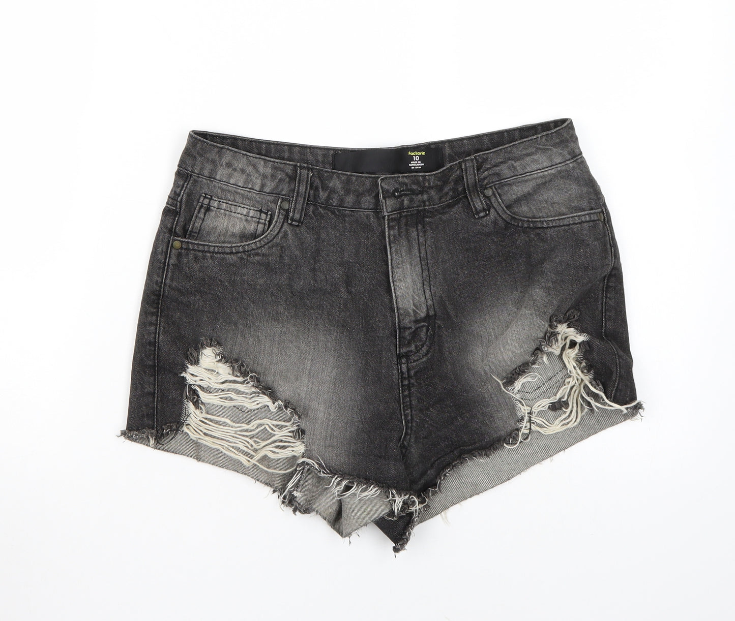 FACTORIE Womens Black   Cut-Off Shorts Size 10