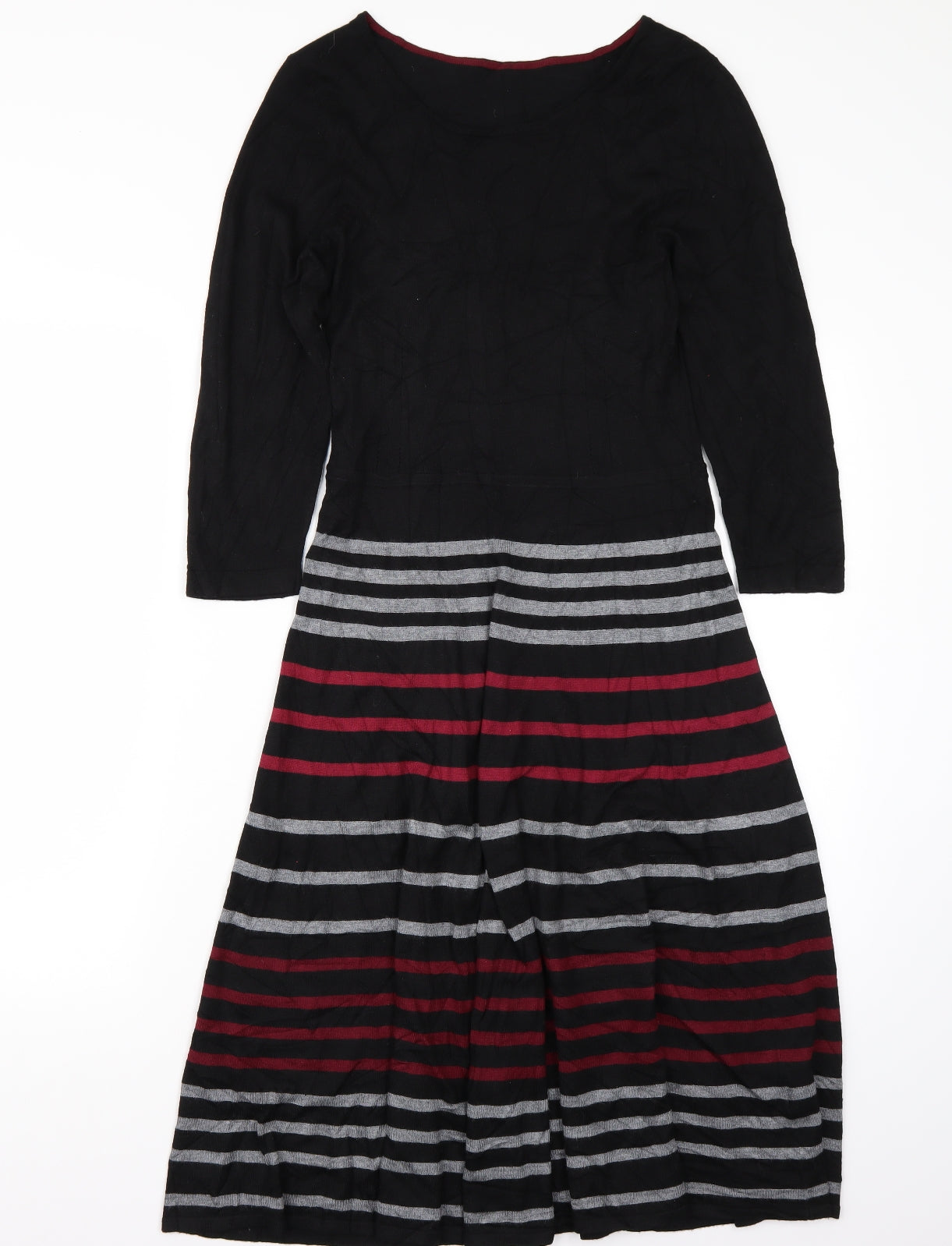 Preworn Womens Black Striped  A-Line  Size 10