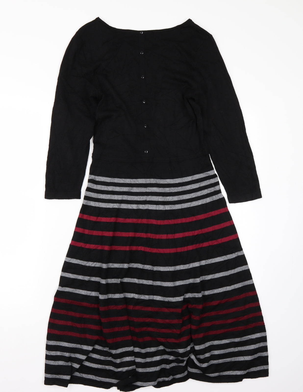 Preworn Womens Black Striped  A-Line  Size 10