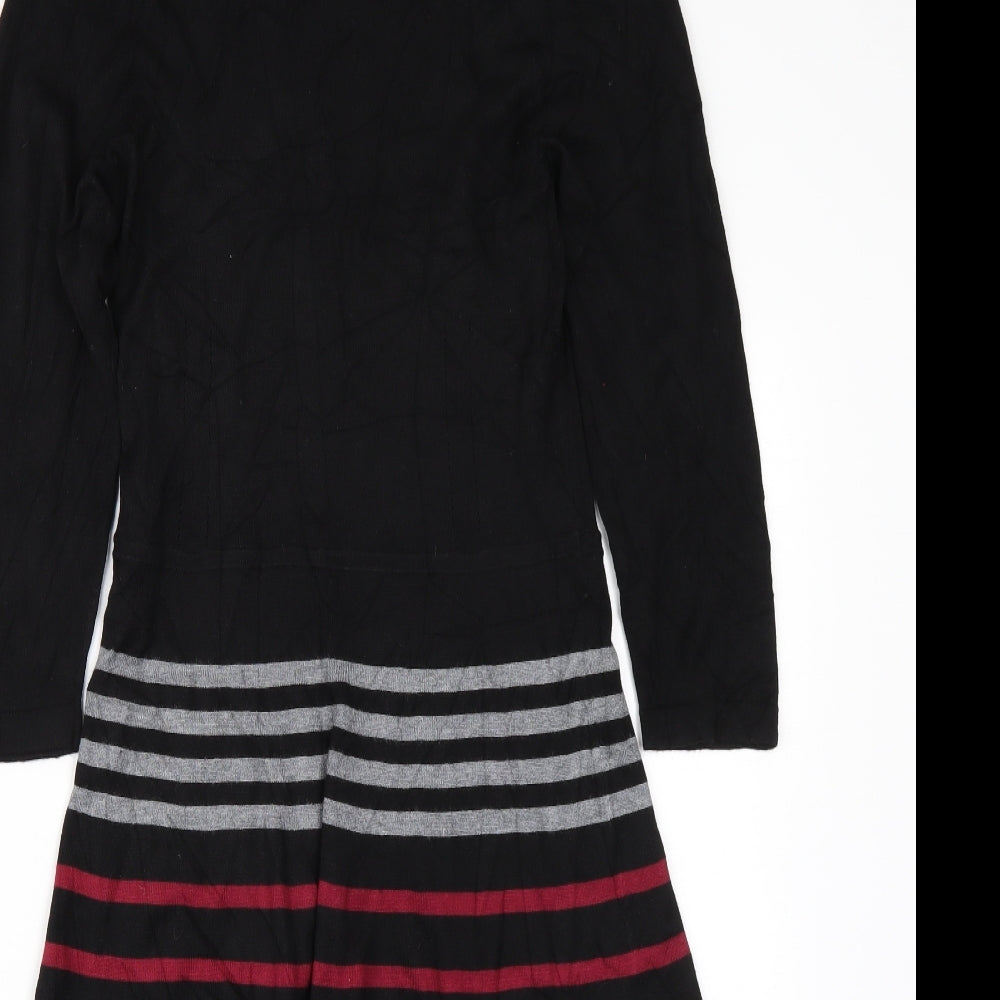 Preworn Womens Black Striped  A-Line  Size 10