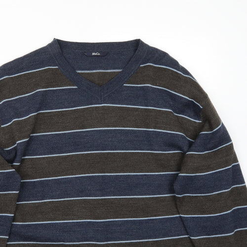 M&Co Womens Blue Striped  Pullover Jumper Size L