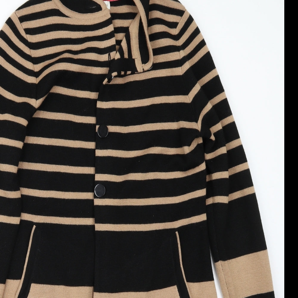 Monsoon Womens Black Striped  Jacket Coat Size M