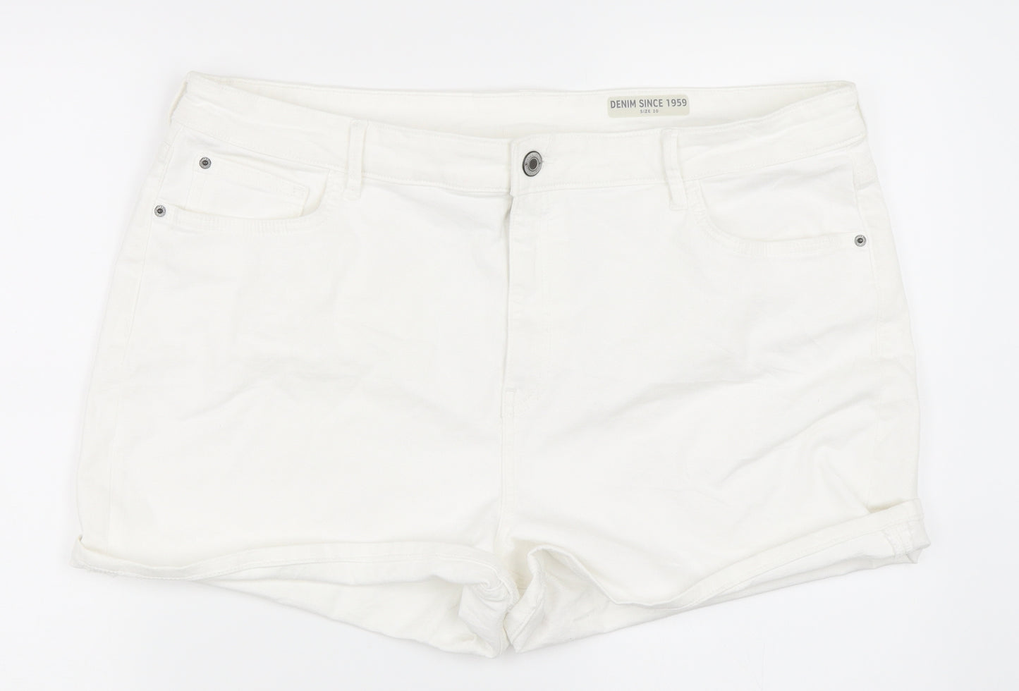 Marks and Spencer Womens White   Hot Pants Shorts Size 20