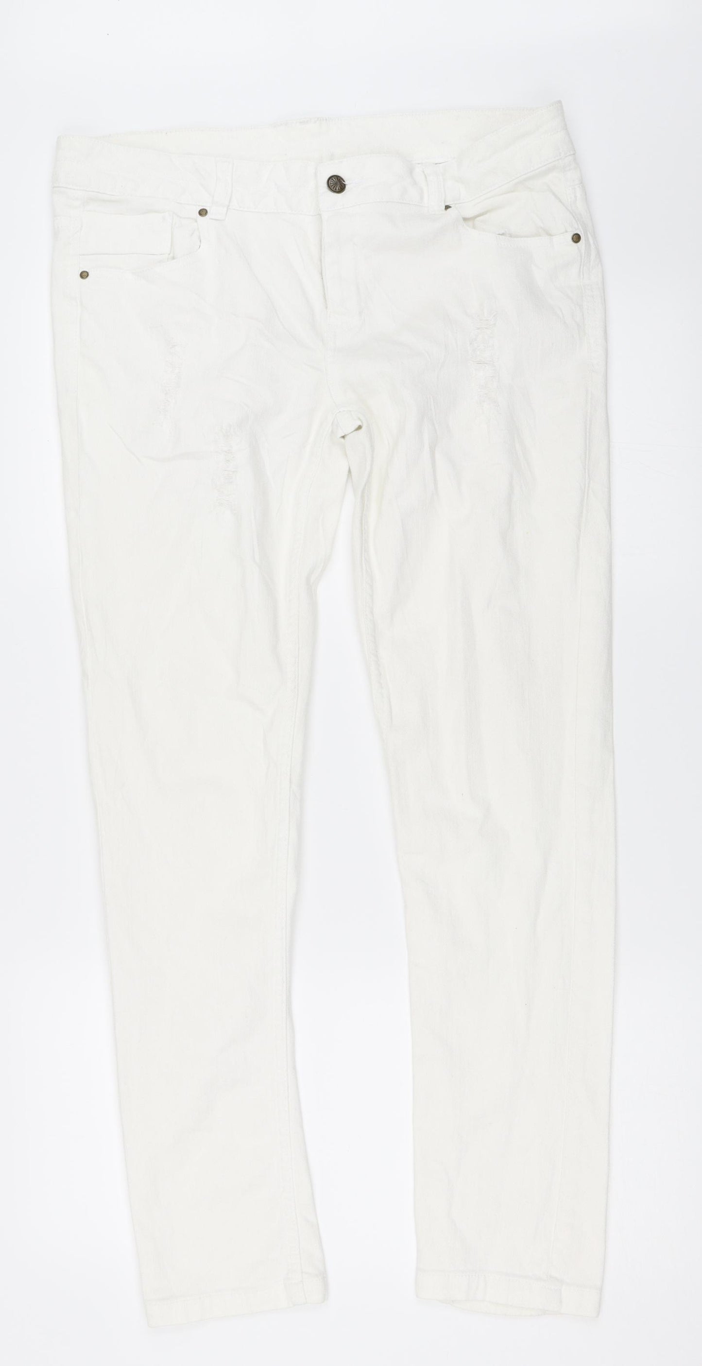 Matalan Womens White  Denim Straight Jeans Size 14 L30 in