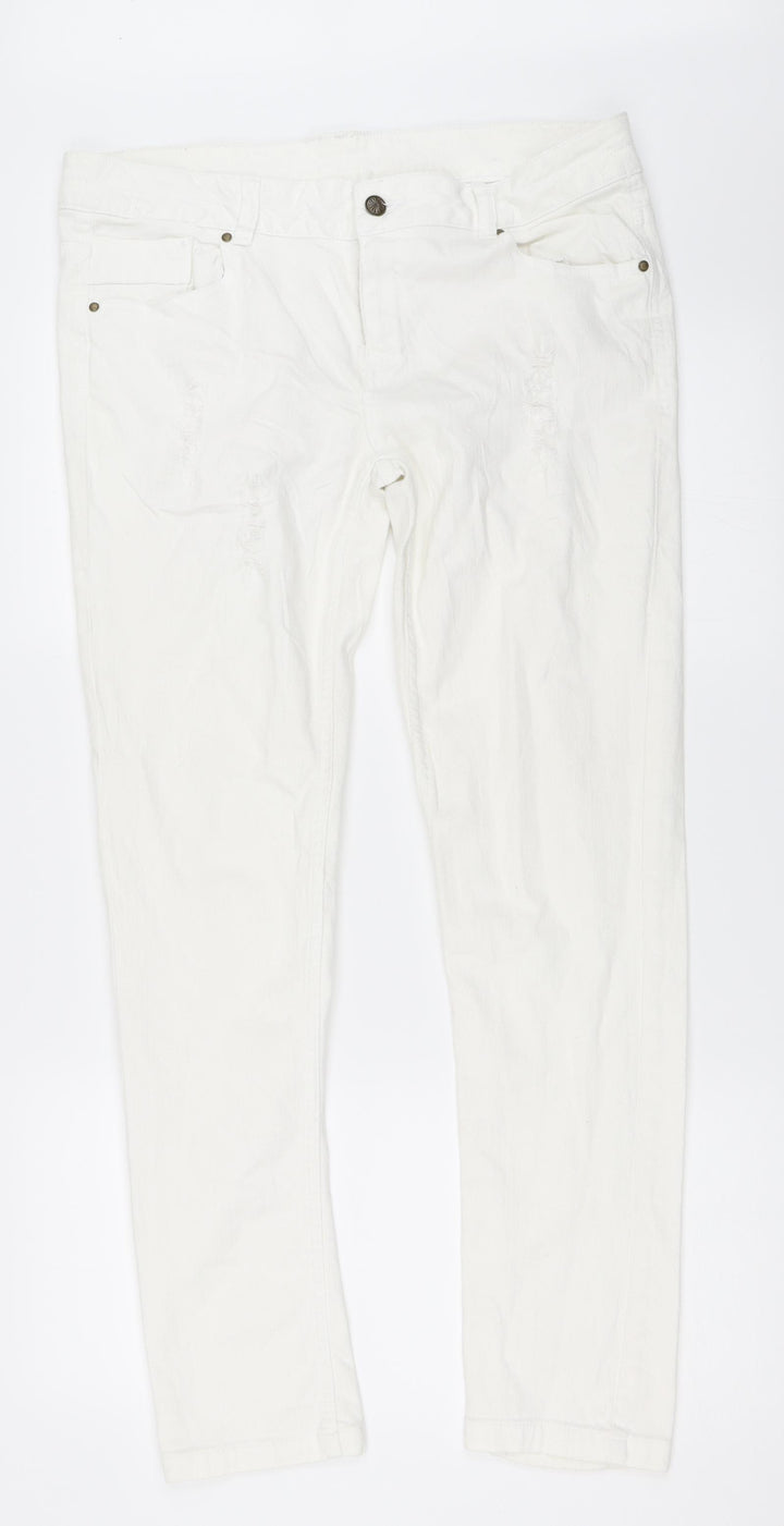 Matalan Womens White  Denim Straight Jeans Size 14 L30 in