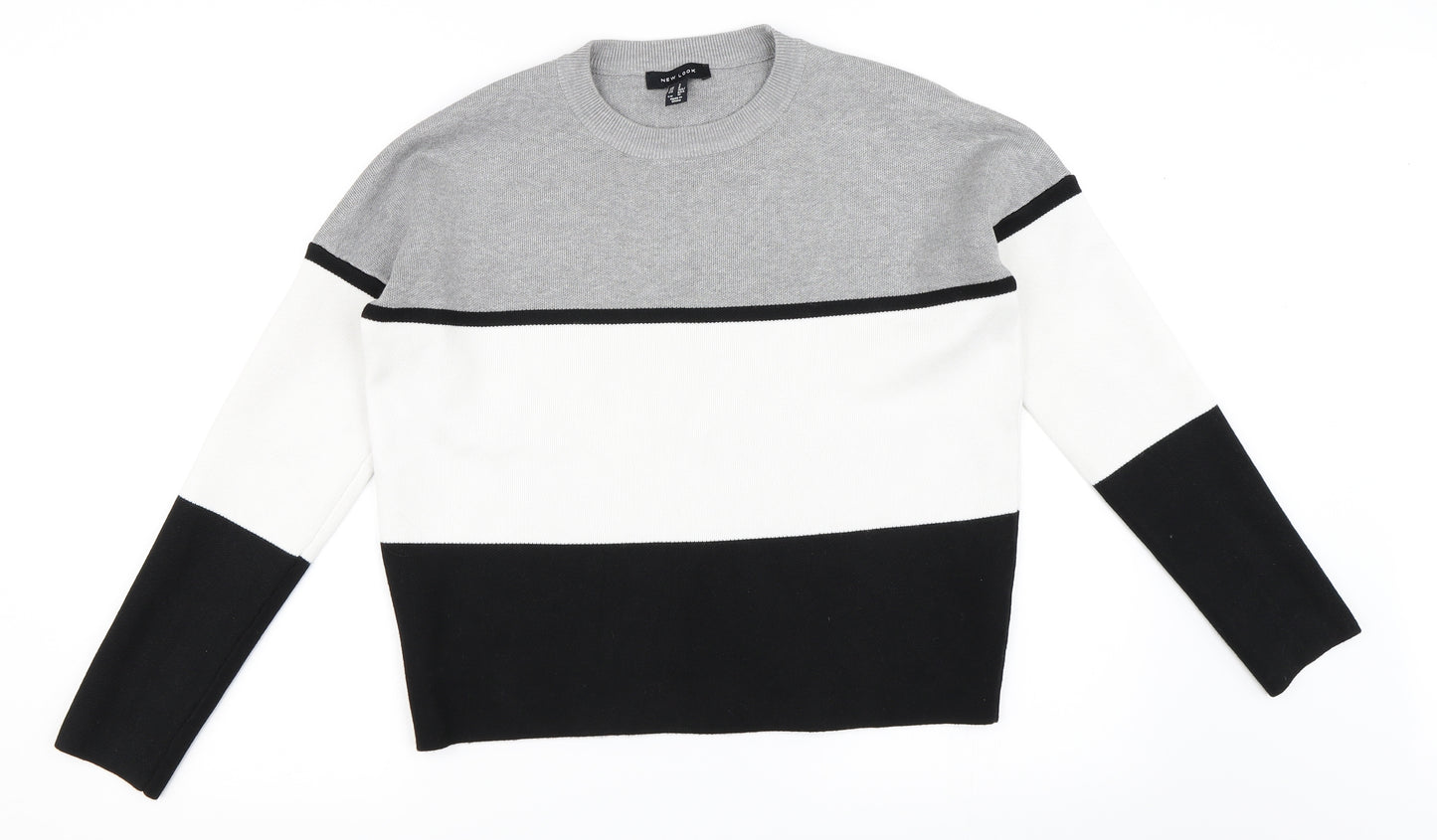 New Look Womens Grey Colourblock  Pullover Sweatshirt Size S