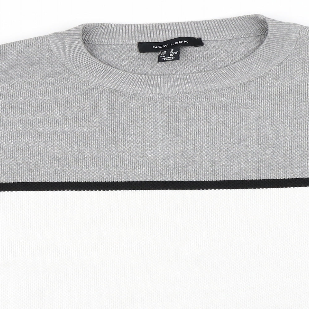 New Look Womens Grey Colourblock  Pullover Sweatshirt Size S