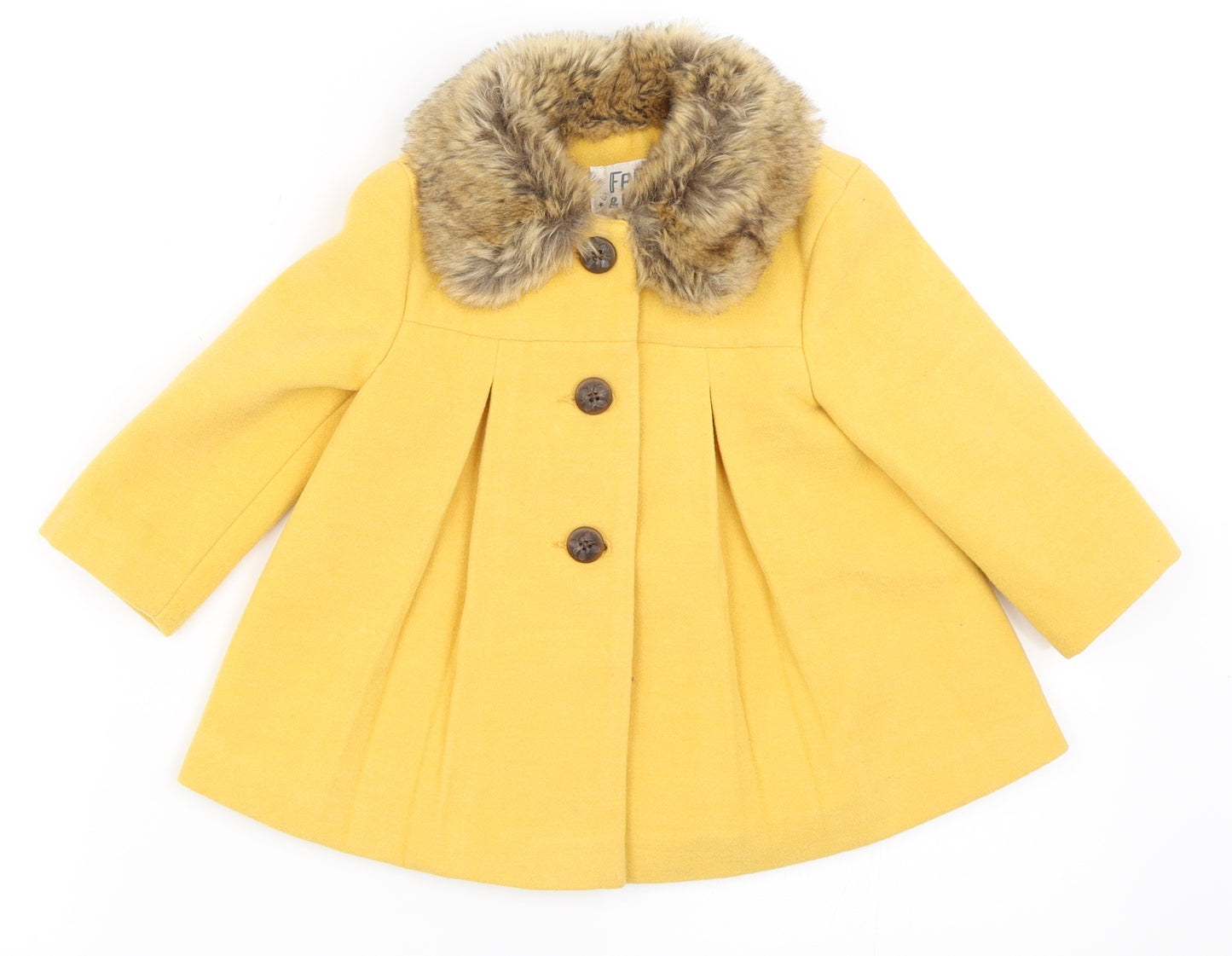 Fred & Flo Girls Yellow Batik  Overcoat Coat Size 9-12 Months