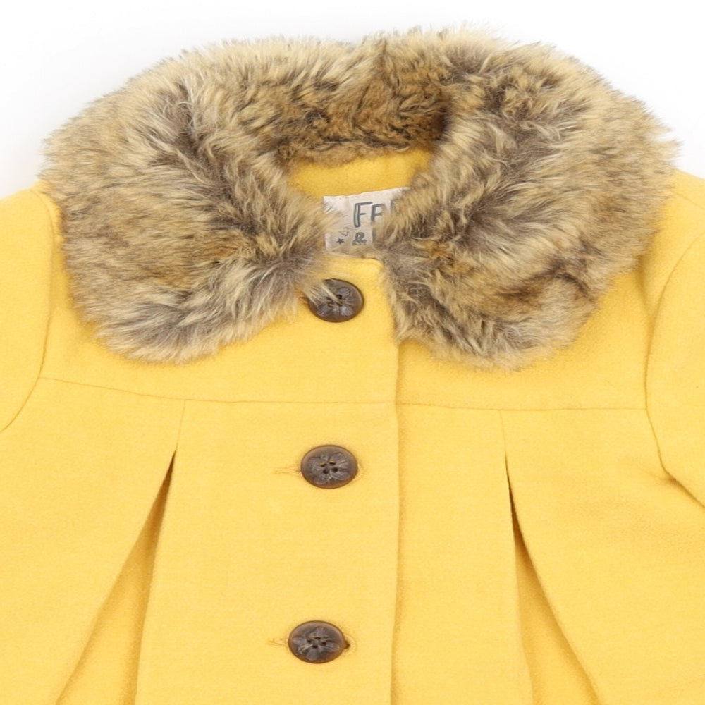 Fred & Flo Girls Yellow Batik  Overcoat Coat Size 9-12 Months