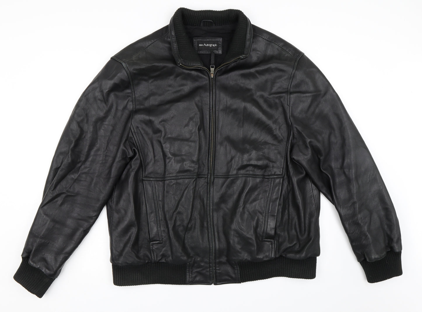 Marks and Spencer Mens Black   Biker Coat Size XL