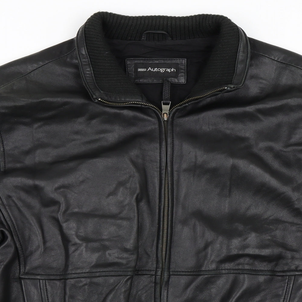 Marks and Spencer Mens Black   Biker Coat Size XL