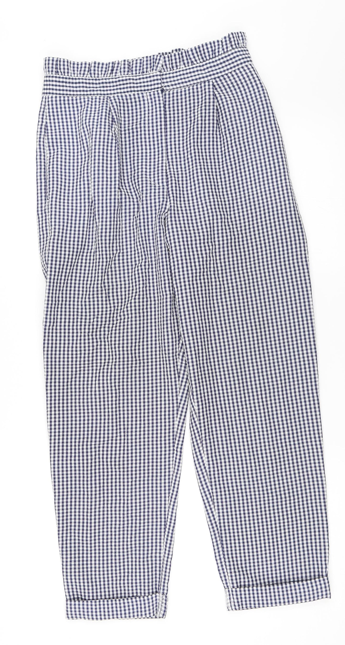 Topshop Womens Blue Check  Trousers  Size 10 L25 in