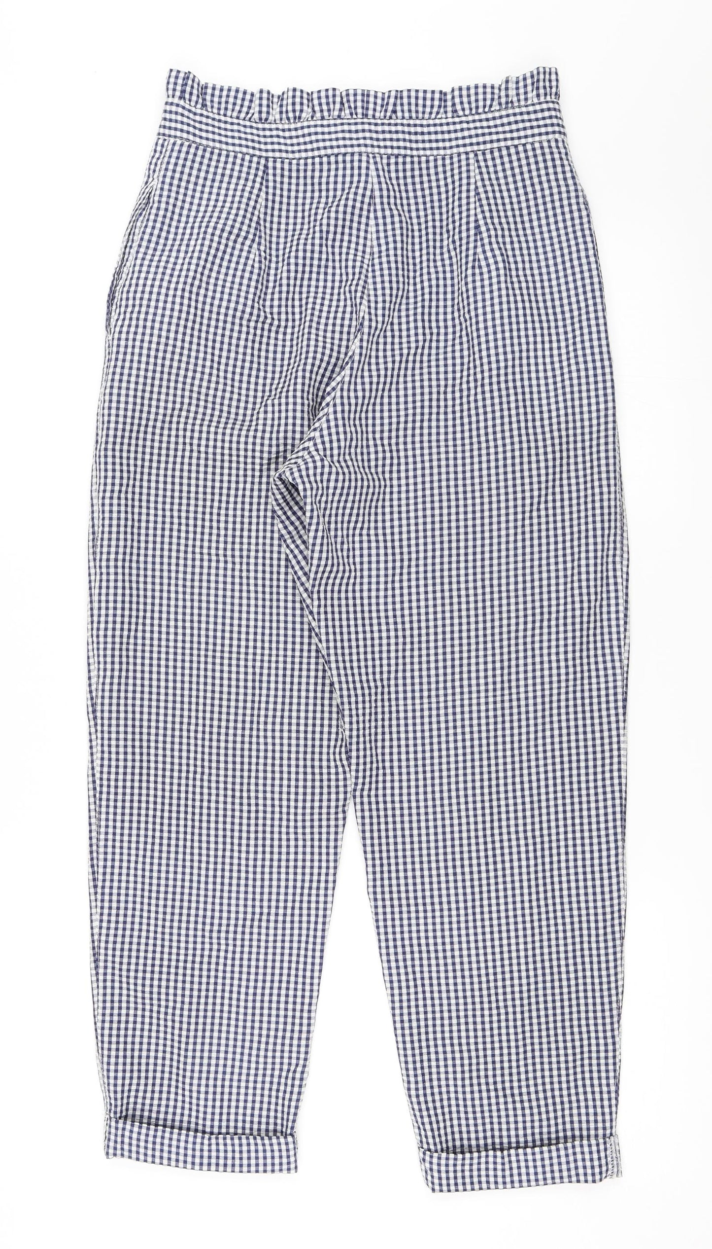 Topshop Womens Blue Check  Trousers  Size 10 L25 in