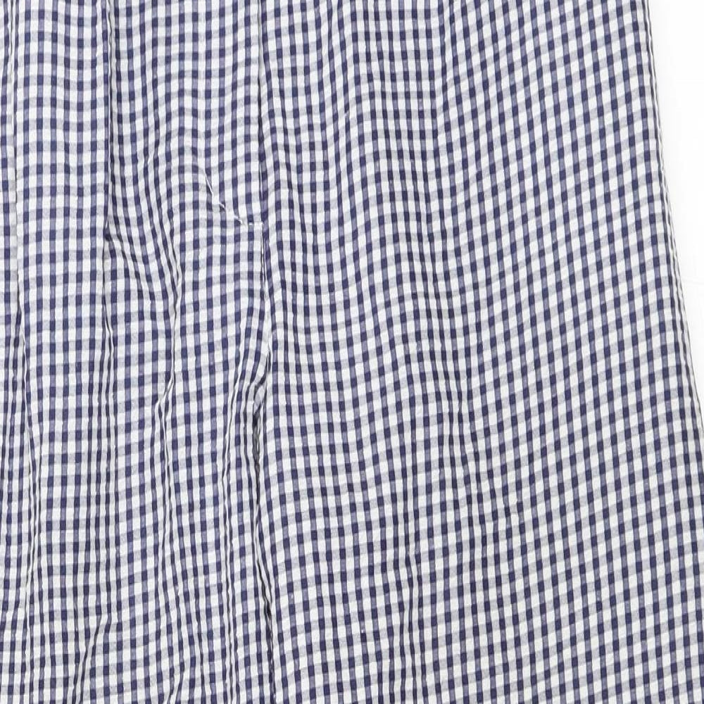 Topshop Womens Blue Check  Trousers  Size 10 L25 in