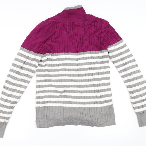 Daily Sports Womens Grey Striped  Pullover Jumper Size S