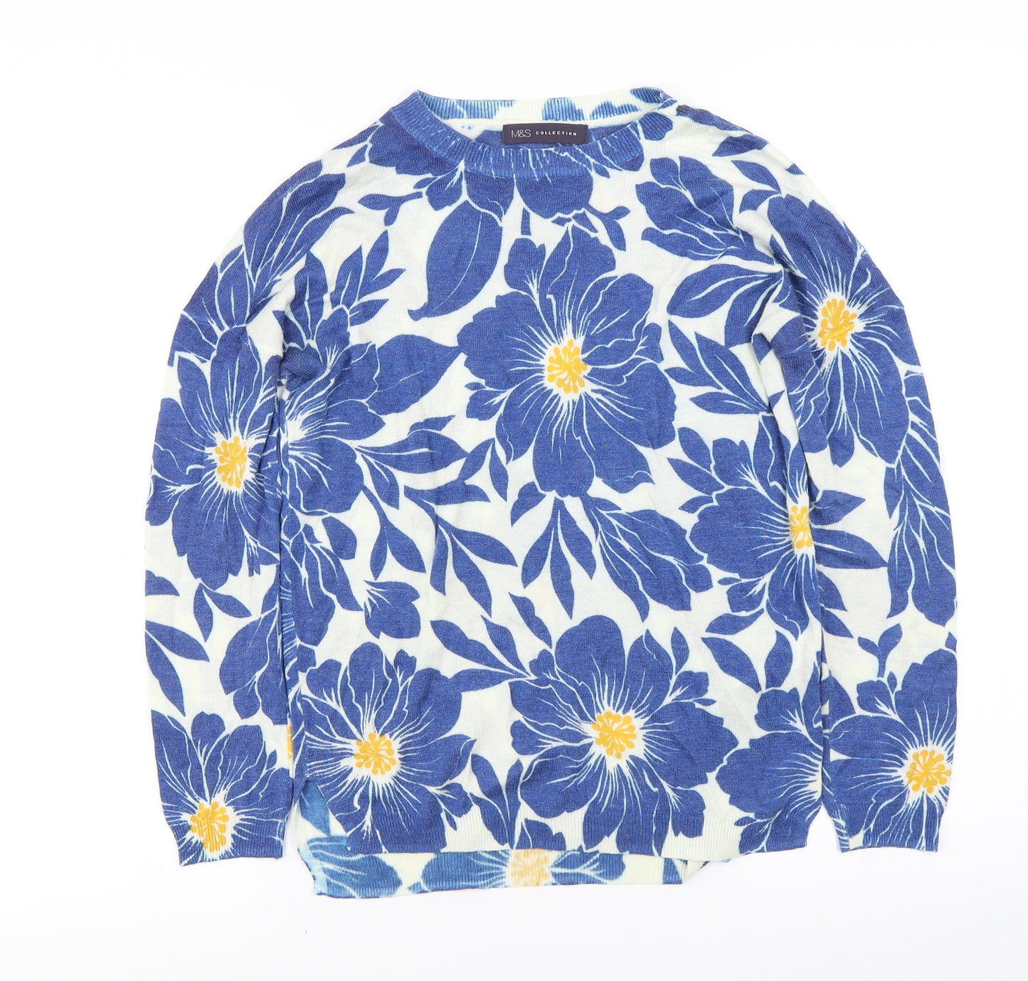 Marks and Spencer Womens Blue Floral  Pullover Jumper Size S
