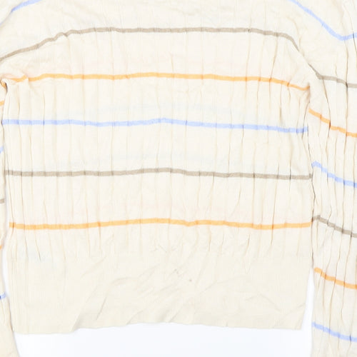 Marks and Spencer Mens Ivory Striped  Pullover Jumper Size XL