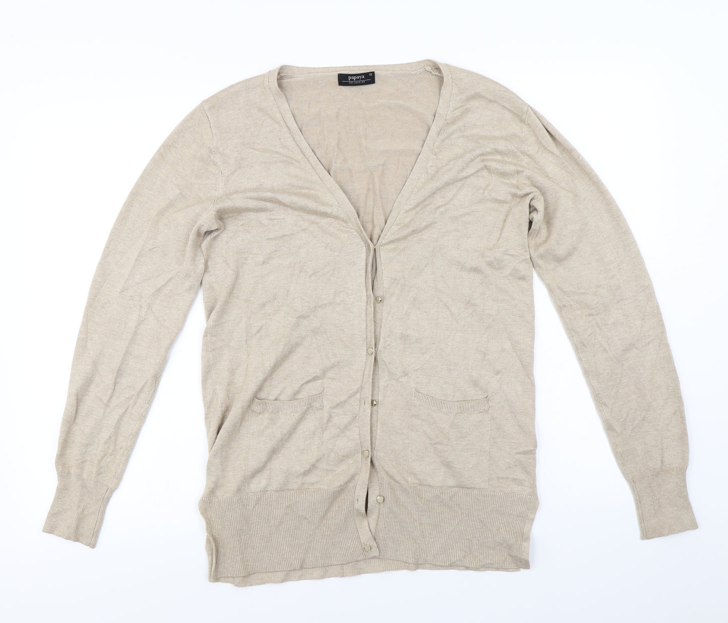 Papaya Womens Beige   Cardigan Jumper Size 12