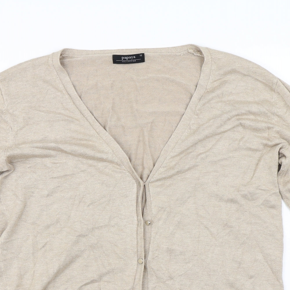 Papaya Womens Beige   Cardigan Jumper Size 12