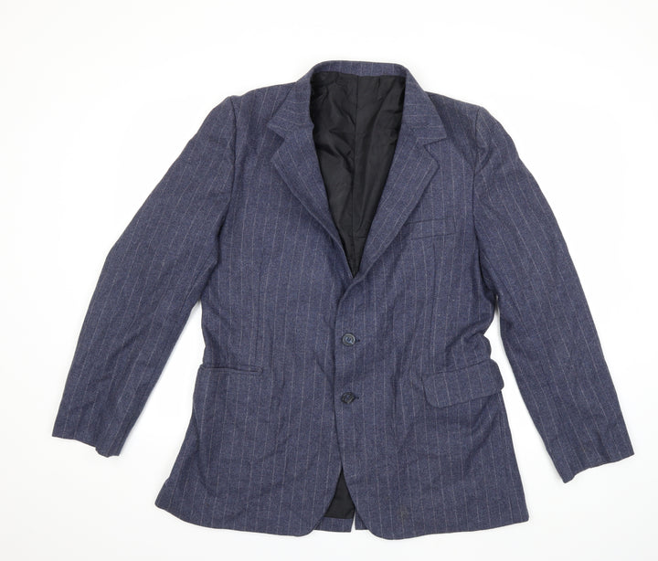 Preworn Mens Blue Striped Jacket Suit Size 38