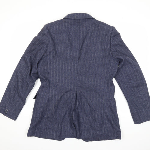 Preworn Mens Blue Striped  Jacket Suit Size 38