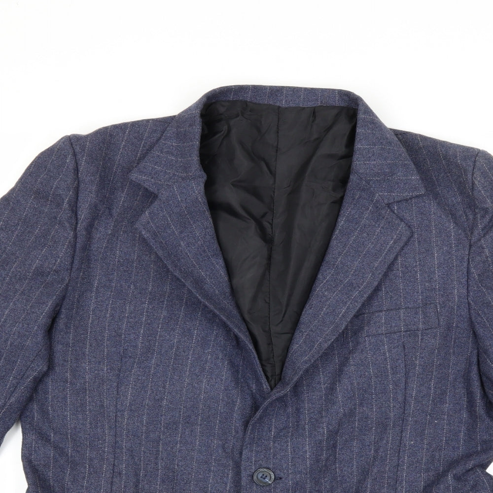 Preworn Mens Blue Striped  Jacket Suit Size 38