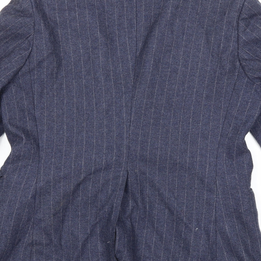 Preworn Mens Blue Striped  Jacket Suit Size 38