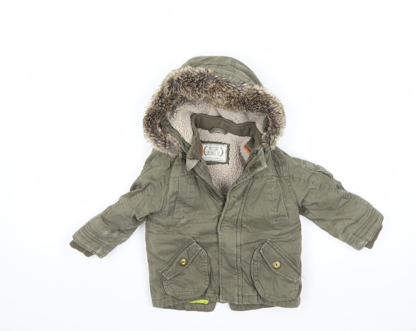 Marks and Spencer Baby Green   Parka Coat Size 12-18 Months