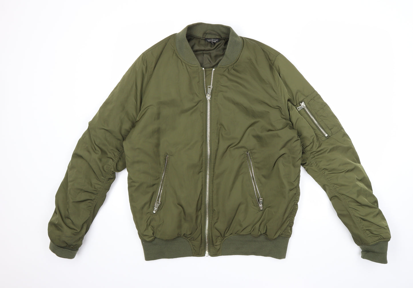 Topshop Womens Green   Bomber Jacket Coat Size 16