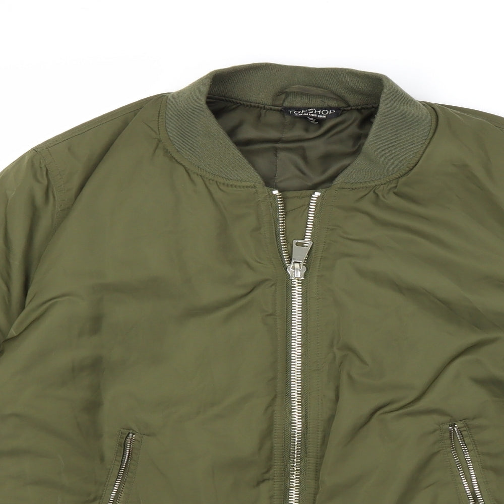 Topshop Womens Green   Bomber Jacket Coat Size 16