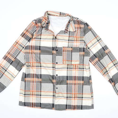 Preworn Womens Orange Check  Basic Button-Up Size 3XL