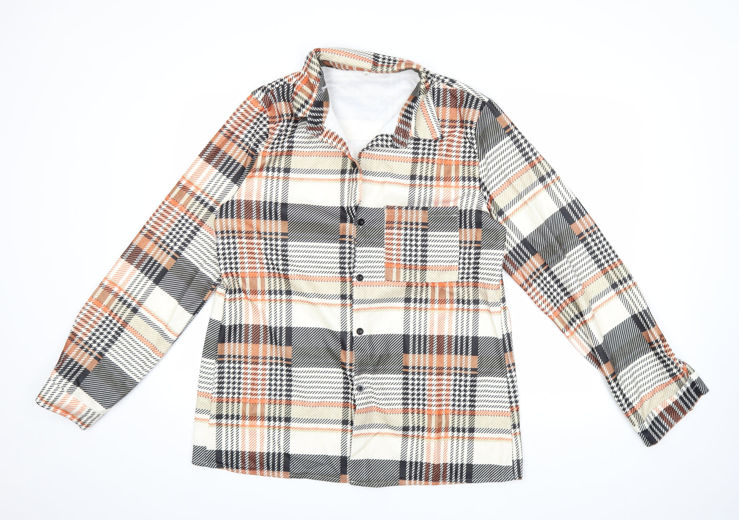 Preworn Womens Orange Check  Basic Button-Up Size 3XL