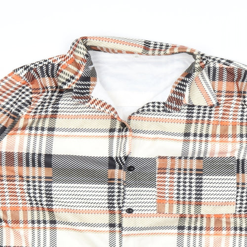 Preworn Womens Orange Check  Basic Button-Up Size 3XL