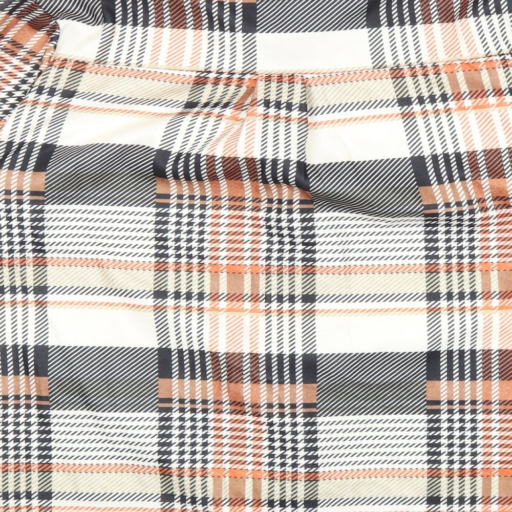 Preworn Womens Orange Check  Basic Button-Up Size 3XL