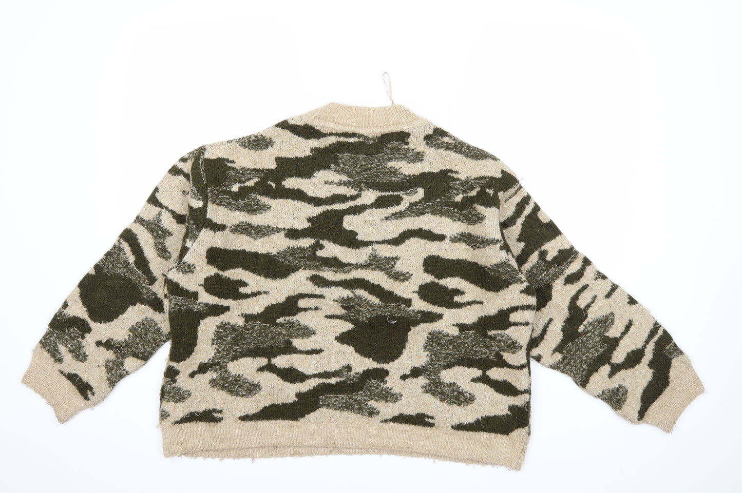 Primark Womens Green Camouflage Knit Pullover Jumper Size 14