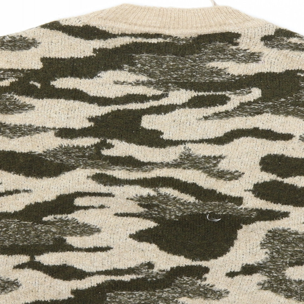 Primark Womens Green Camouflage Knit Pullover Jumper Size 14