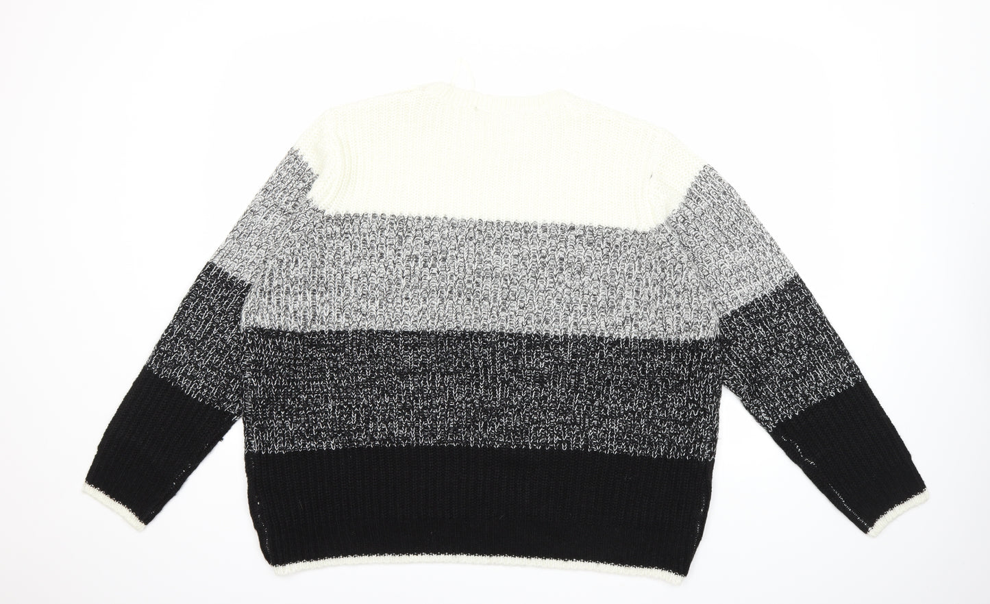 PEP&CO Womens Grey Striped Knit Pullover Jumper Size XL